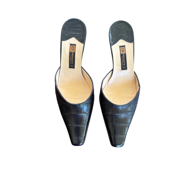 Giorgios Of Palm Beach Black Genuine Alligator Kitten Heel Mules Women's Size 6 - Picture 1 of 8